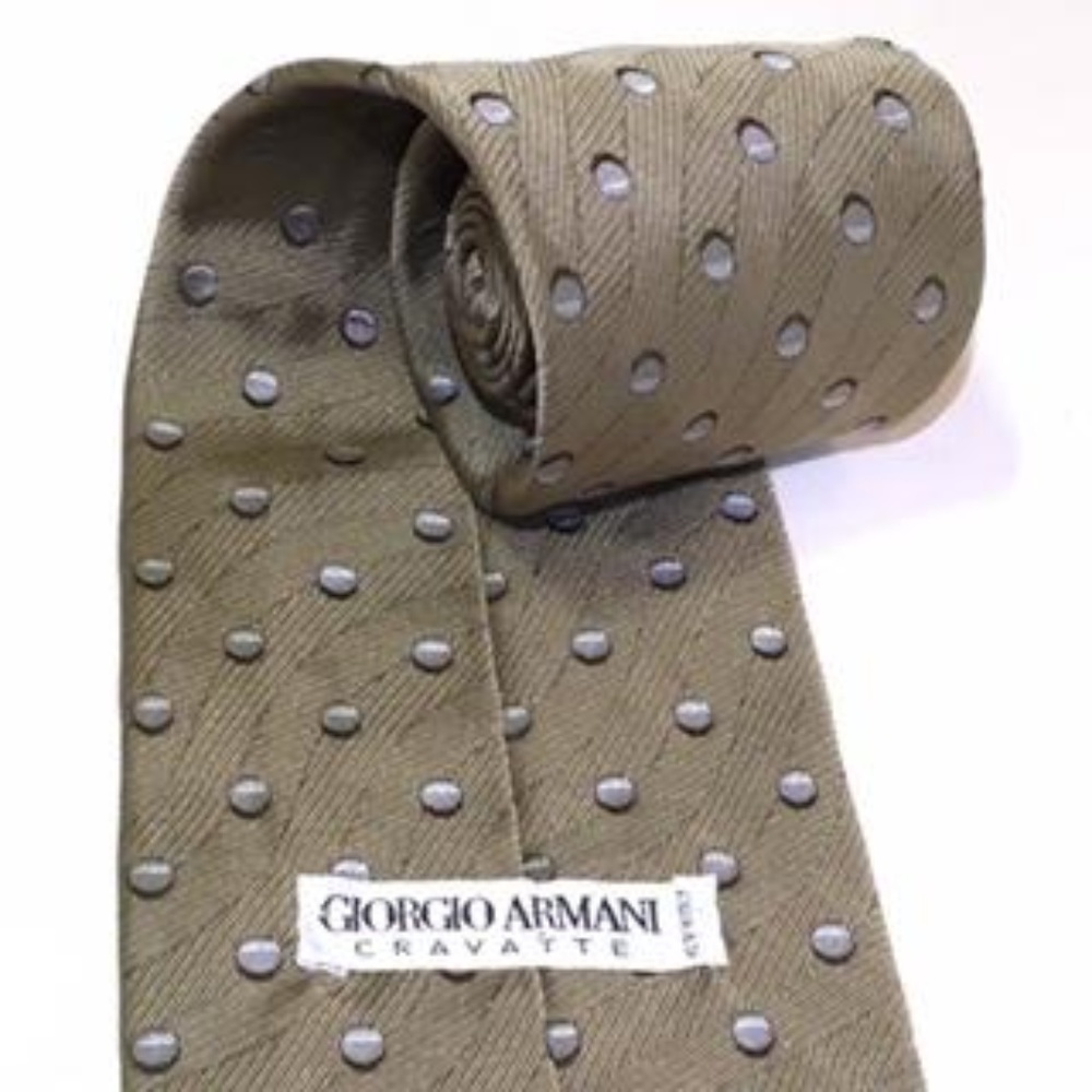 Giorgio Armani Tie 100% Silk Italian Gold Silver